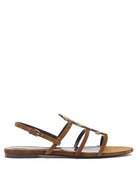 brown ysl sandals|saint laurent cassandra flat sandals.